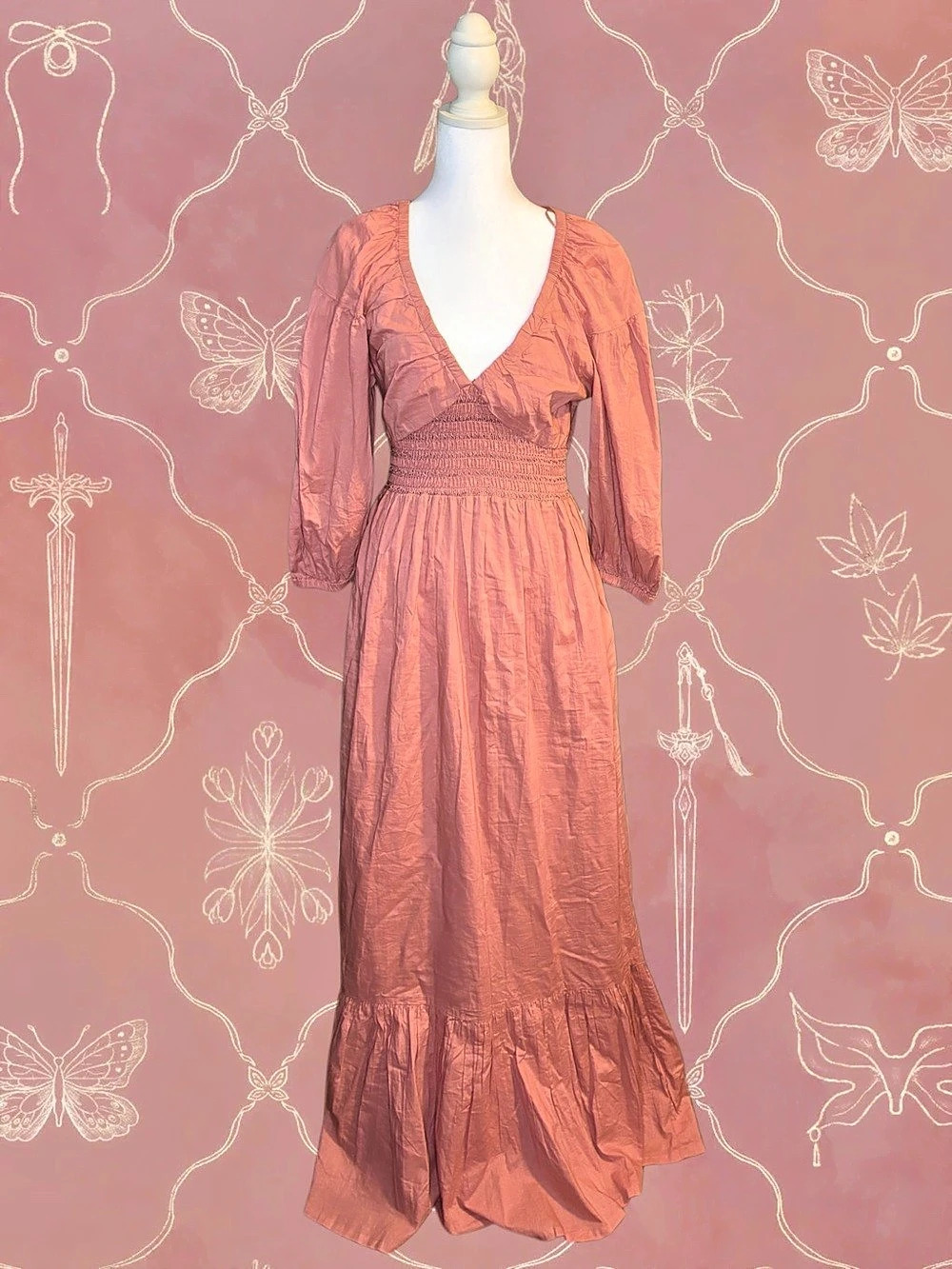Smocked Coral Maxi Dress